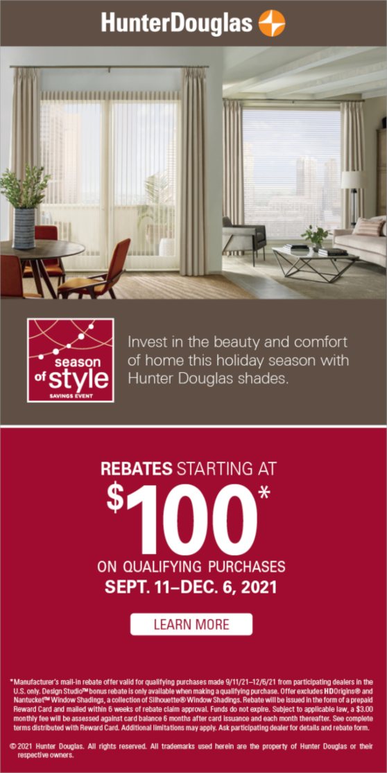 Hunter Douglas Shades Promotion at Andrew Norris and Associates
