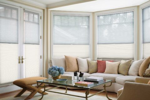 Hunter Douglas cellular shades in a living room near Richmond, VA
