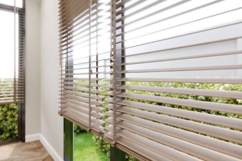 Custom window blinds covering a window in a Richmond, VA, home